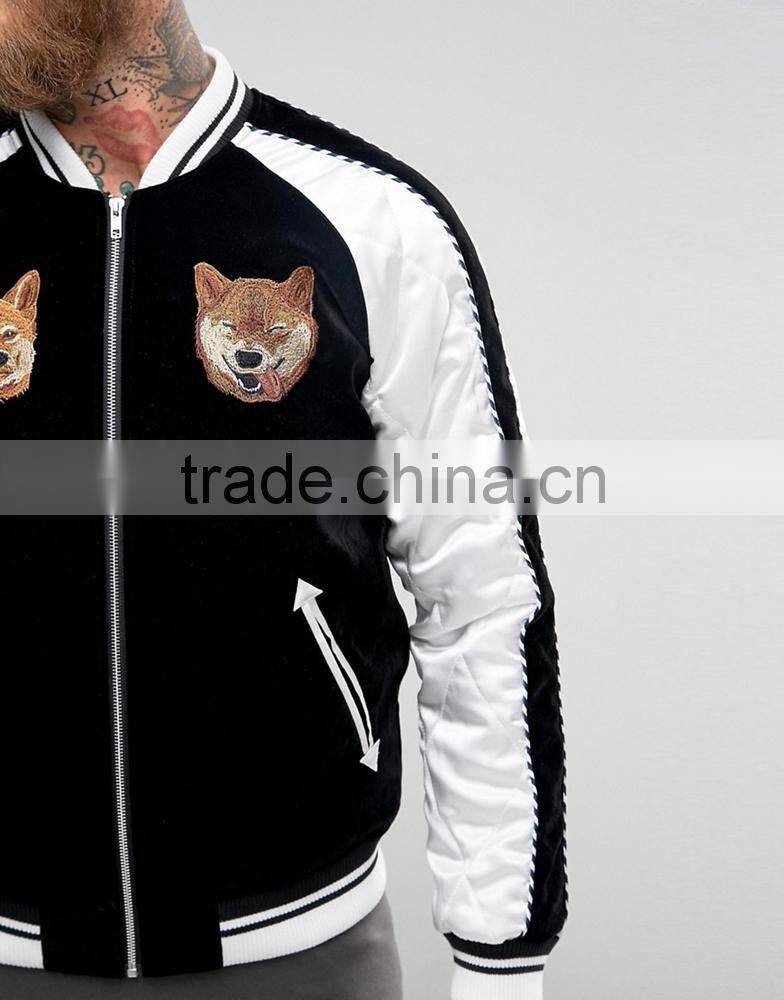 2017 newest arrival black customized colors size material men plain baseball jacket