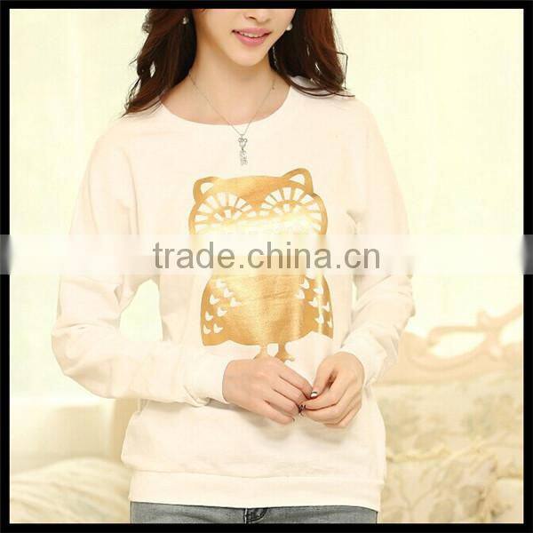Spring new design european style vogue owl printed crewneck sweatshirt,women wear sweatshirt