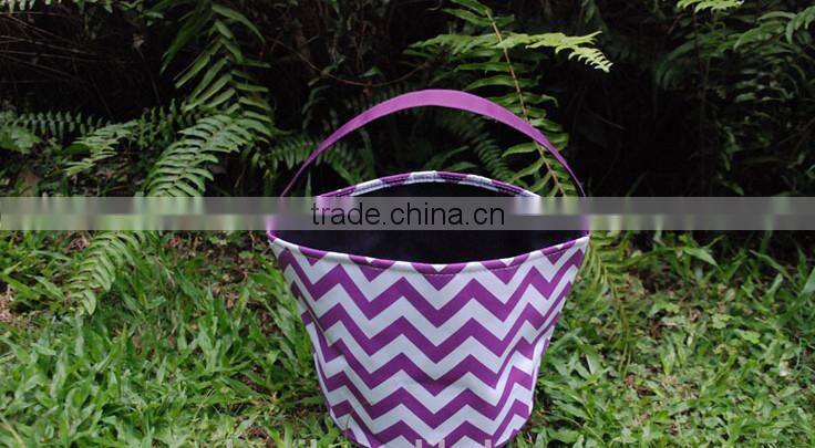 halloween bags cloth halloween buckets Chevron halloween treat bags Personalized Monogrammed Round Tote Bucket