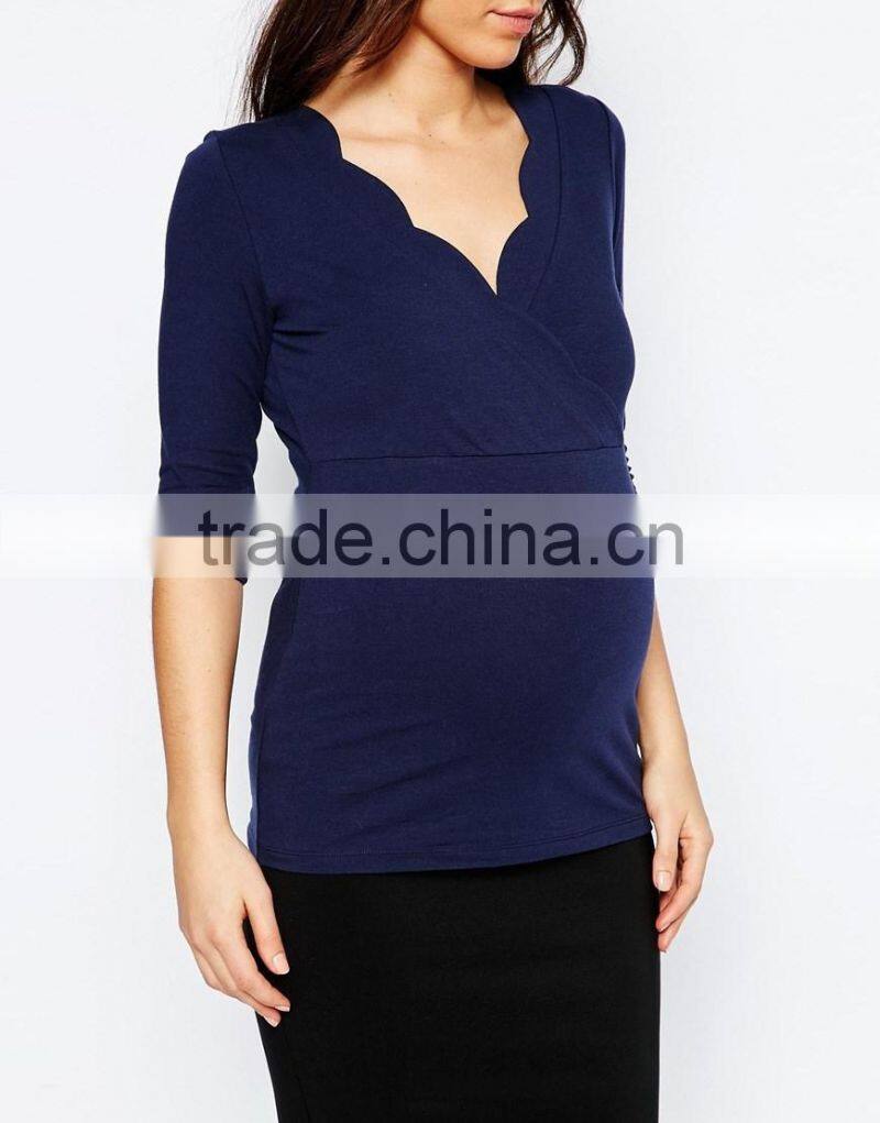 Comfortable fashion short sleeve knitted fabric maternity clothes