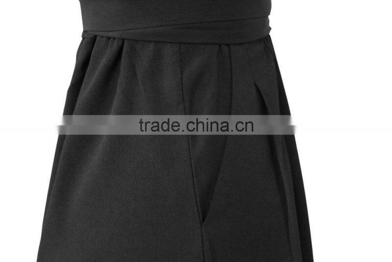 Fashion One Piece V Neck Sexy Sleeveless Wide Leg Ladies Jumpsuit For Wholesale 2017