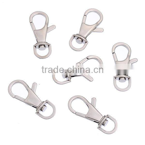 Oval Silver Tone Stainless Steel Lobster Swivel Clasps For Key Rings Chain