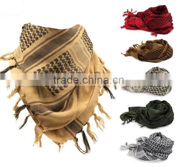 Fashion Outdoor Men Women Cotton Military Windproof Scarf Thicken Muslim Hijab Tactical Arabic Keffiyeh