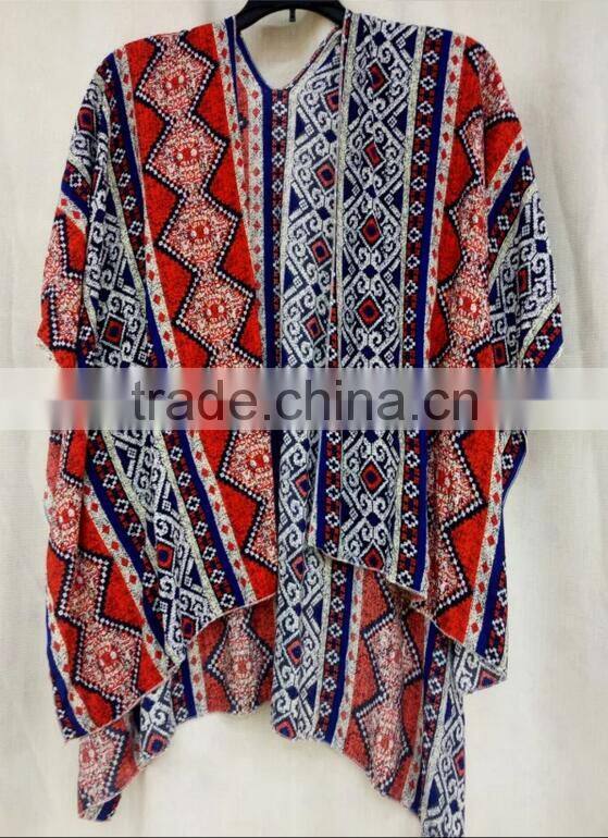 Hot sale fashion printed open kimono for women viscose cotton soft blouses