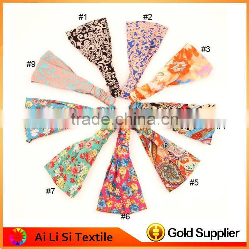 Custom Printed Turbans Ladies Crochet Flower Turbans Grils Fashion Turban Headband