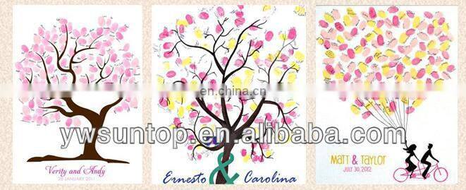 Creative fingerprint romantic love tree design wedding guest book decorations