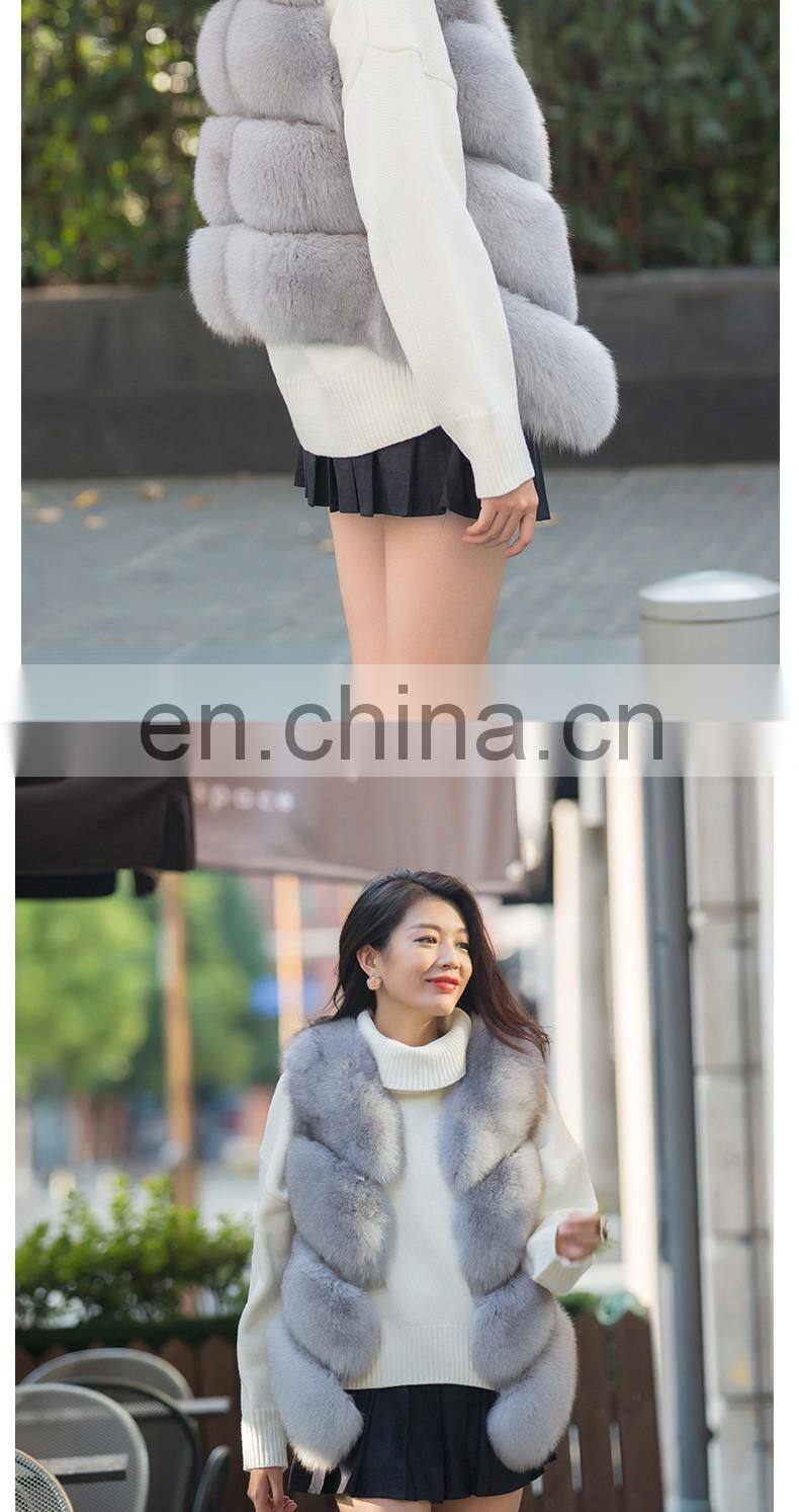 2016 Hot Selling Real Fox Fur Vest Women Natural Fur Vest Cute Spell Fox Fur Vest