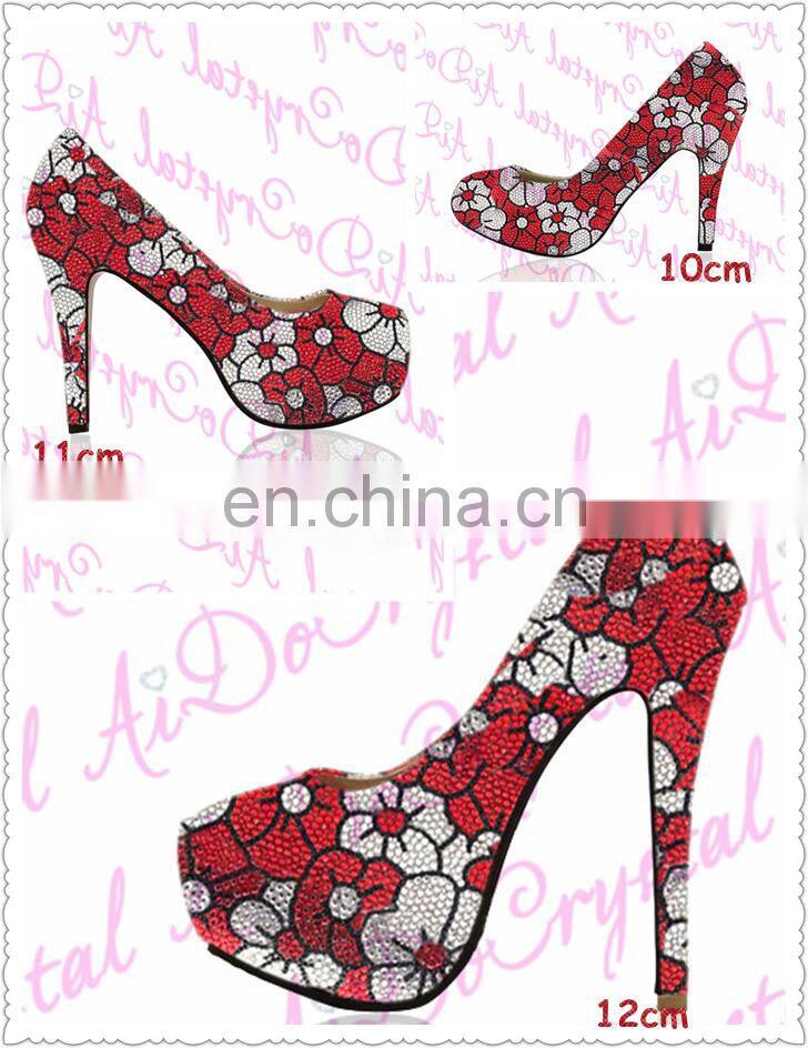 Aidocrystal italian shoes and bag set Custom Rhinestone Logo Design On High Heel Shoes