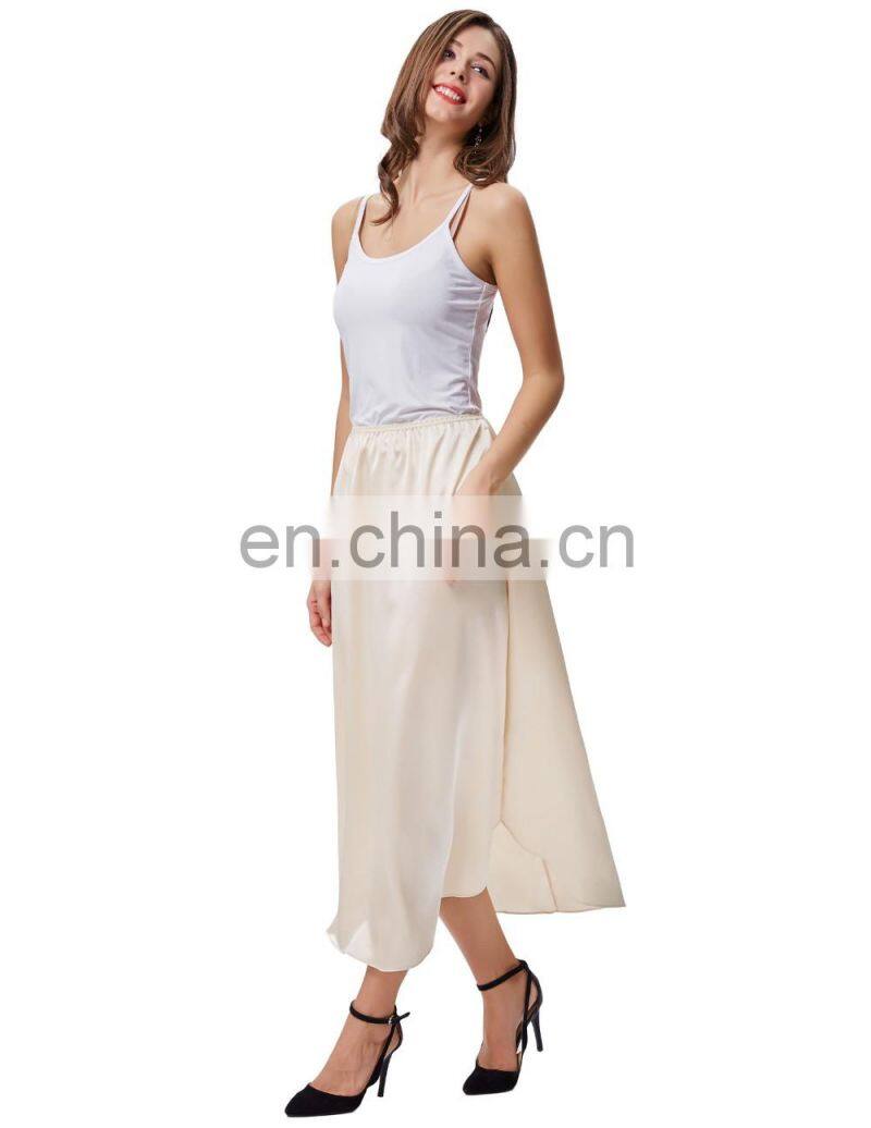 Kate Kasin Women's 35" Comfortable Champagne Satin Waist Slip Half Slip Undergarment KK000264-2