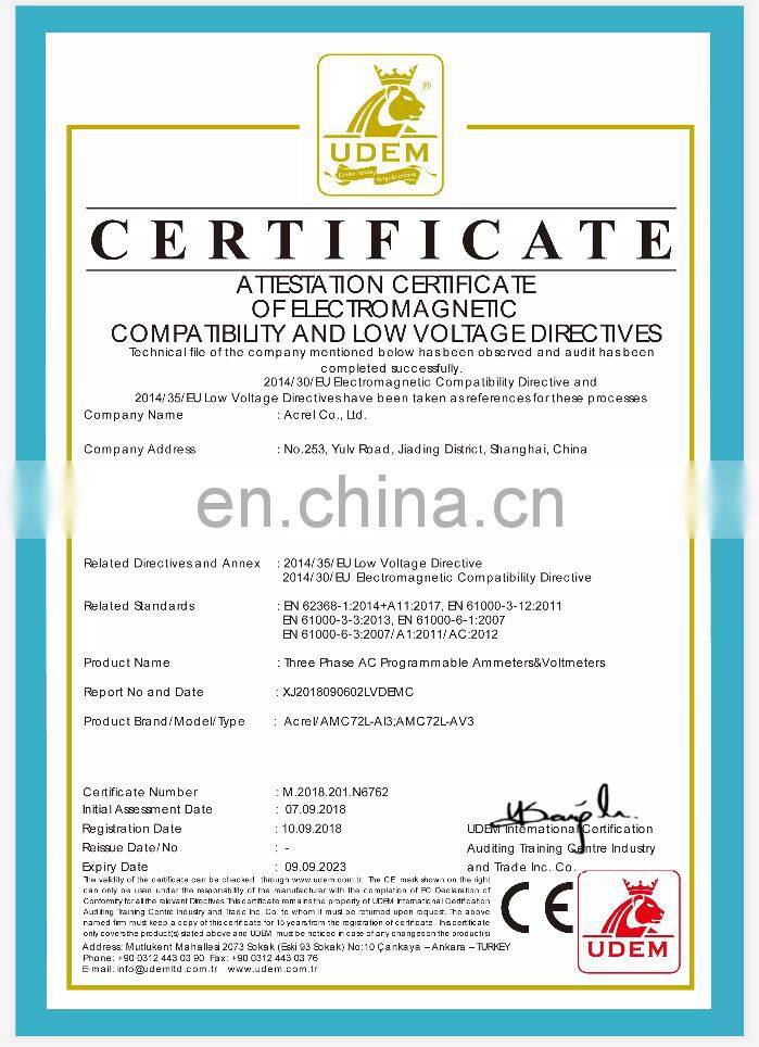 three phase lcd programmable ampere meter with RS485 communication Acrel AMC72L-AI3/C