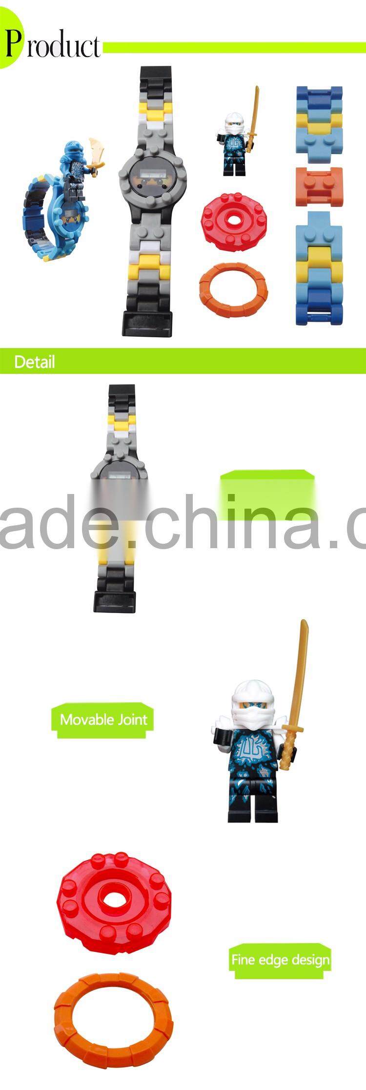 2016 newest products children plastic building blocks electronic watch with minifigures