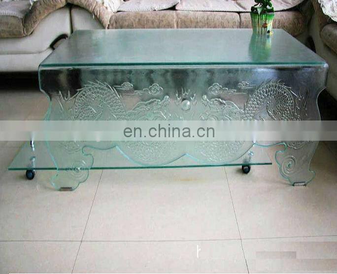 modern 12mm 15mm curved glass coffee table