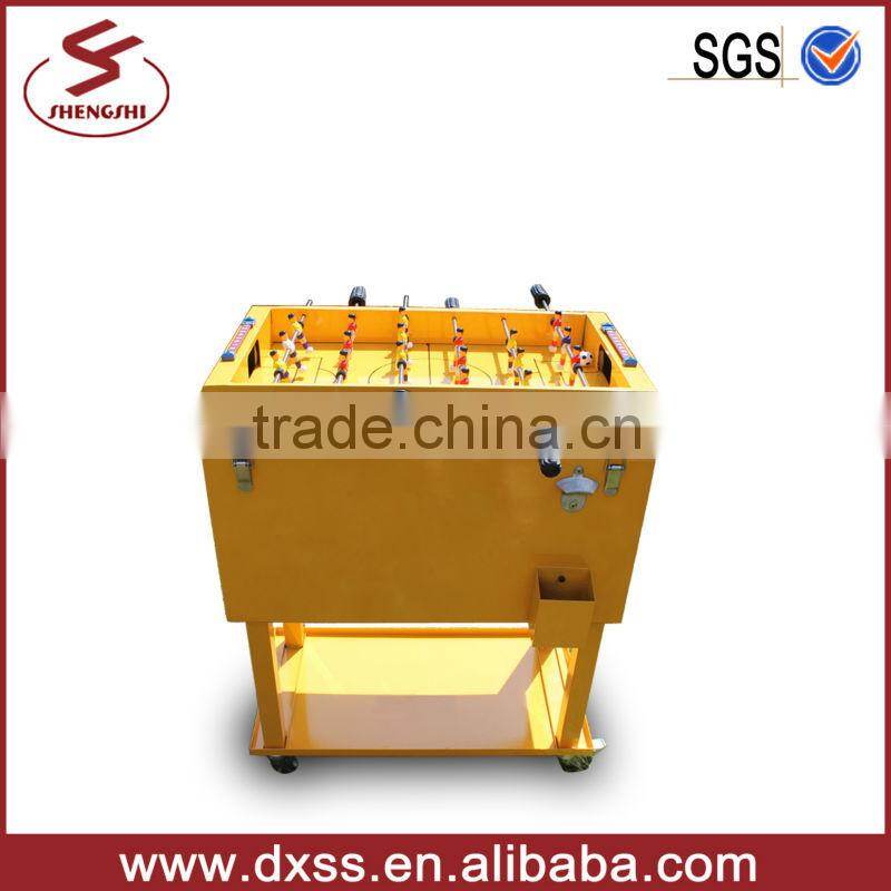 Metal ice chest cooler box with football table and 4 wheels (C-012)