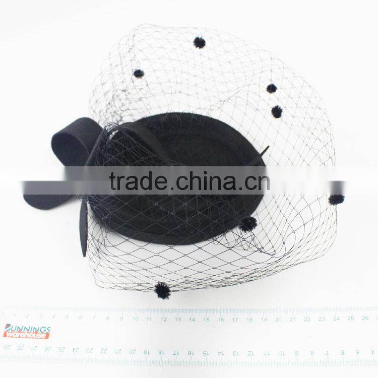 Hot Sale!!!Fashion Ladies Design Veiling And Red Wool Felt Hat