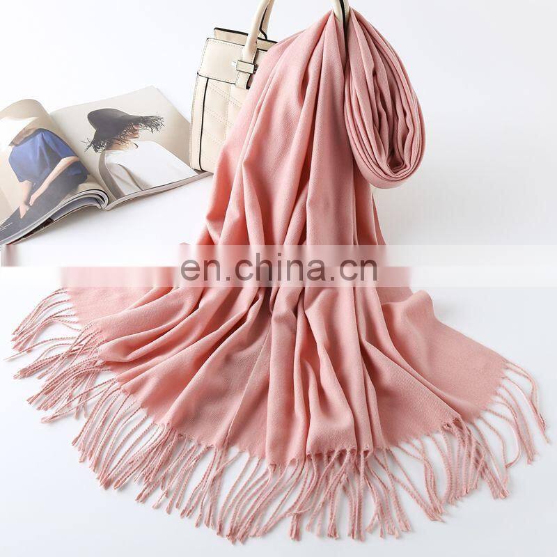 Autumn and winter new solid color cashmere scarf women thickened warm bib shawl gift scarf