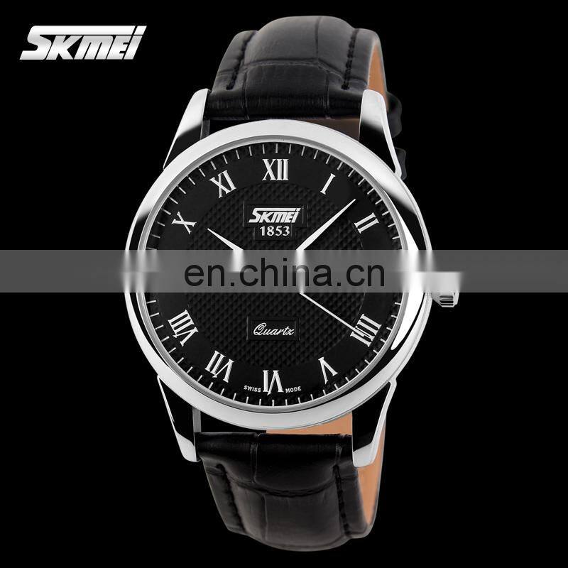 High Quality SKMEI 9058 Genuine Leather Luxury Men Women Wrist Watch Fashion Couple Watch