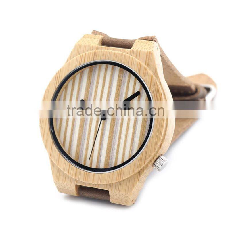 Unique Vogue Mens Quartz Watches Wooden Outdoor Sport Watches mens watch with Leather Strap Relojes Hombre 2016