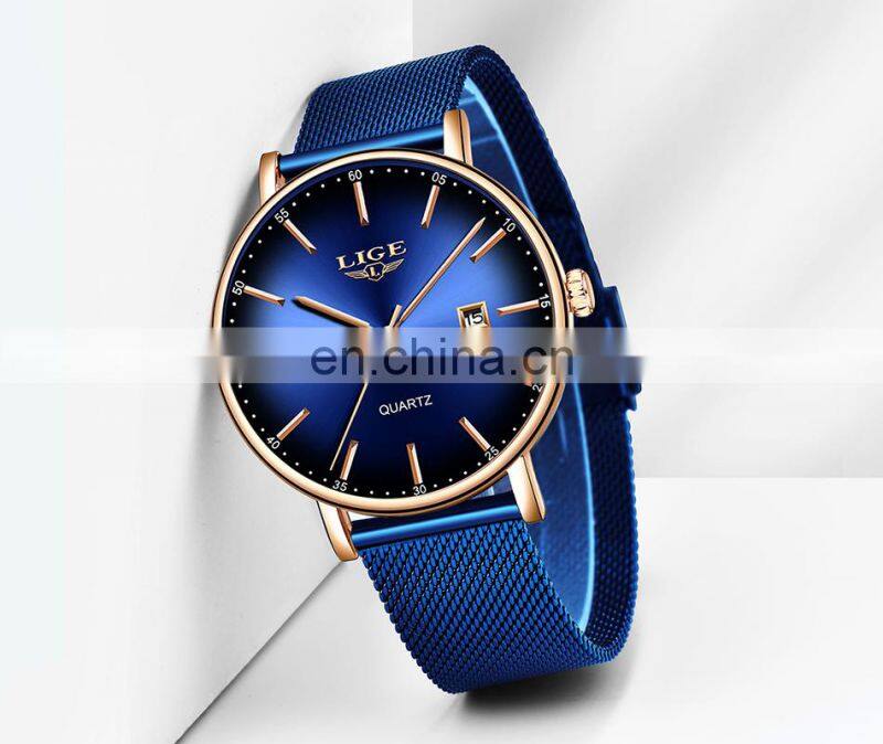 Lige 9934 Simple Design Women Quartz Watches Luxury Steel Mesh Water Resistant Brand Wrist Watches for Ladies