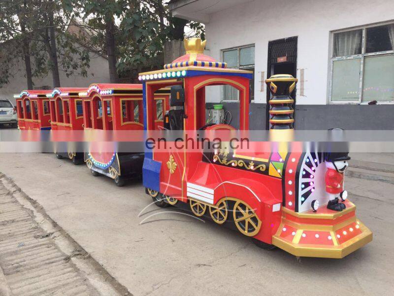Carnival electric train ride road battery power crown trackless park train for sale