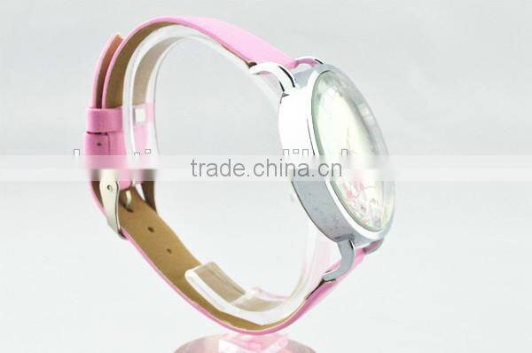 Sweet double heart design stainless steel back face quarts watch for teenager couples