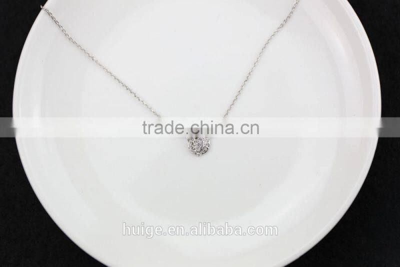 2015 New fashion rhodium plated necklace with a rose shape pendant