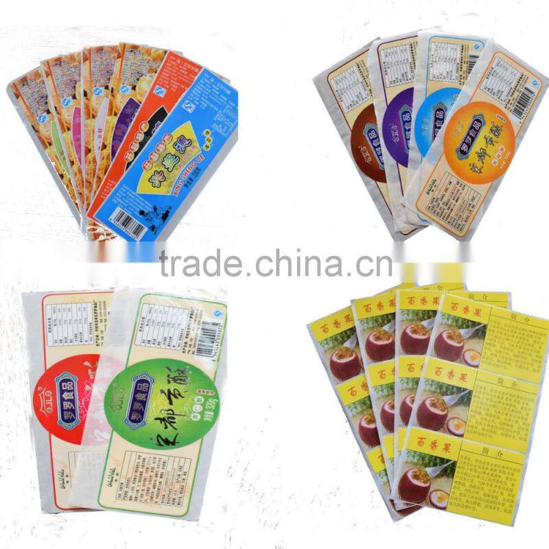 Custom made Colorful Print Waterproof Food Labels