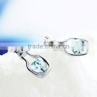 Valentine's Day Gift Jewelry Drift Bottle Crystal Heart Earrings