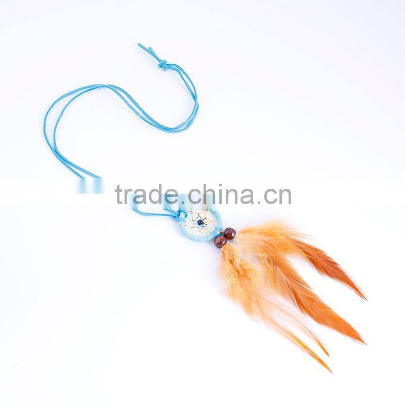 2016 Latest Design Fashion Wooden Beads Native American Feather Dream Catcher Necklace Wholesale