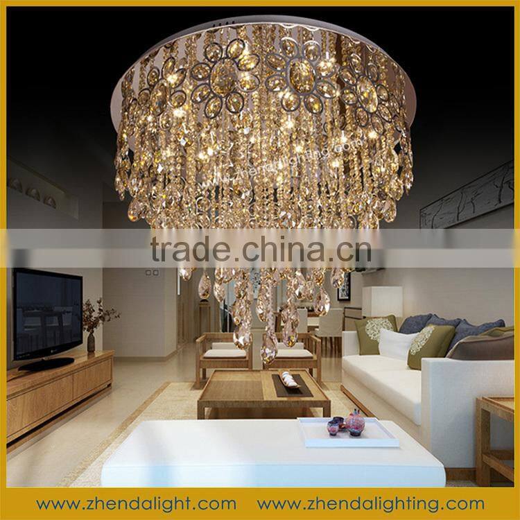 Modern round crystal light home chandelier pendant lamp for hotel lobby