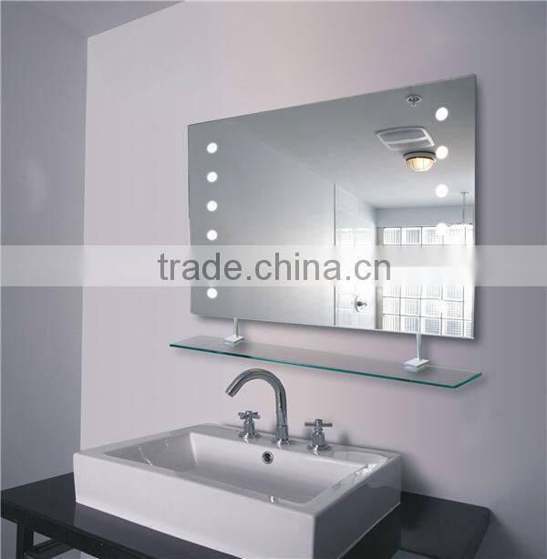 Unframed energy saving fog free led mirror for hotel