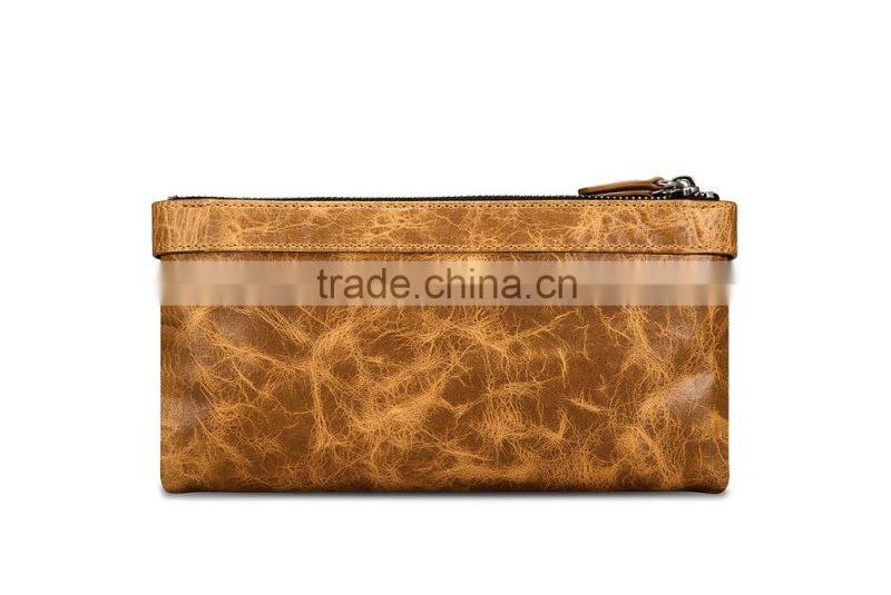 Icarer classical Real Leather Handbag zipper Wallet with Card Slot