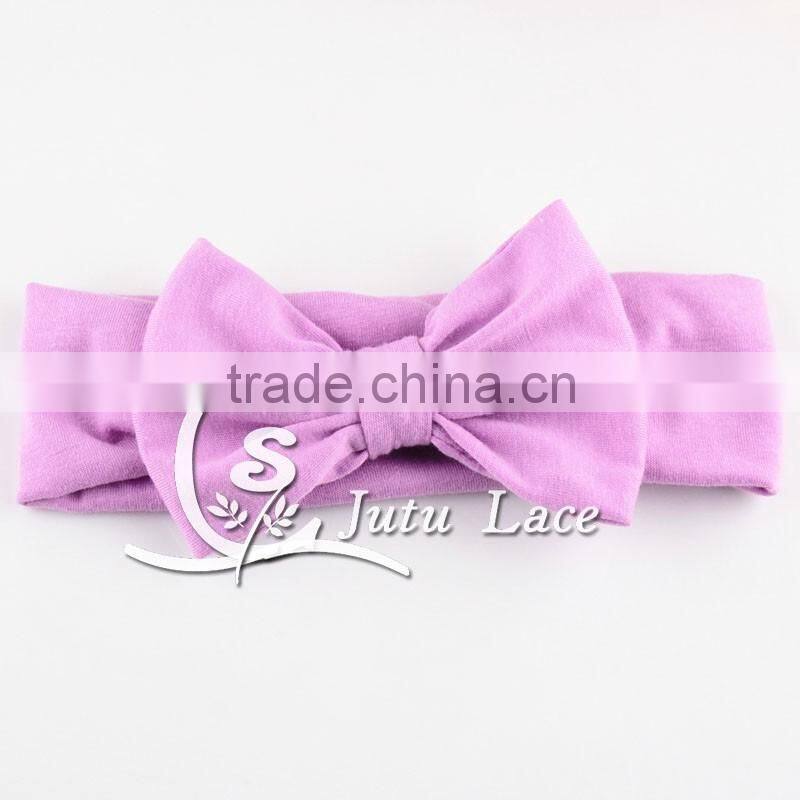 Handmade solid cotton fabric headband with big bowknot, baby messy bow tie elastic head wrap, baby good strength hair band