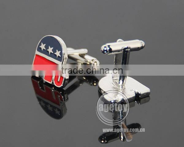 Elephant Shaped United States Vote Election Souvenir Customize Logo Zinc Alloy Metal Enamel Engrave Cufflinks