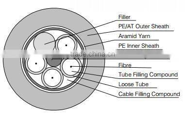 2 4 6 12 24 48 60 72 96 144 core Outdoor single mode fiber Optic Cable non-metallic strength member