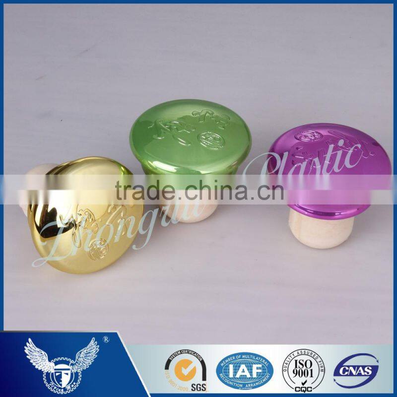 Gold color plastic cap synthetic cork SGS FDA certificates for whisky rum vokda brand bottles