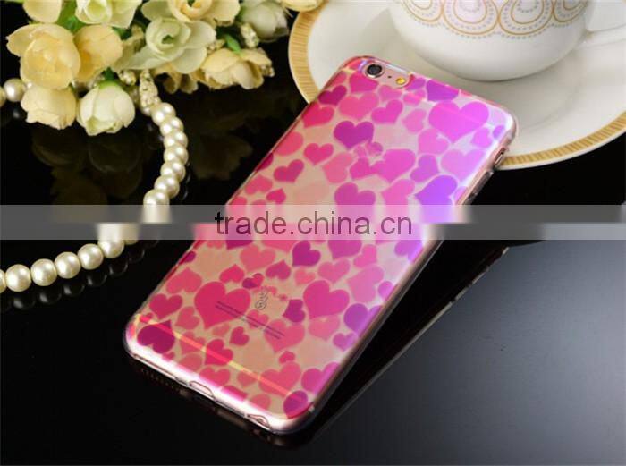 heart design fashion soft ultra thin tpu blue light case for iphone 6s 4.7