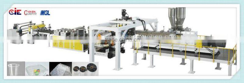 Efficient high capacity apet petg double screw sheet extruder