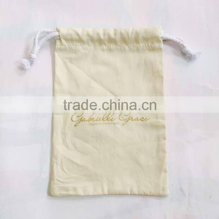 Custom organic Small Canvas Drawsting Pouch for gift