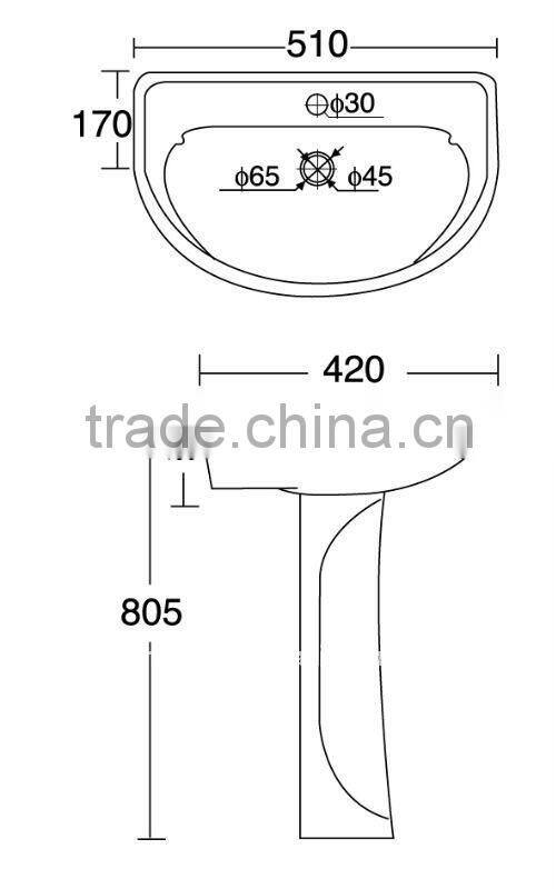 FH7 Washbasin With Full Pedestal Sanitary Ware Ceramic Bathroom Design