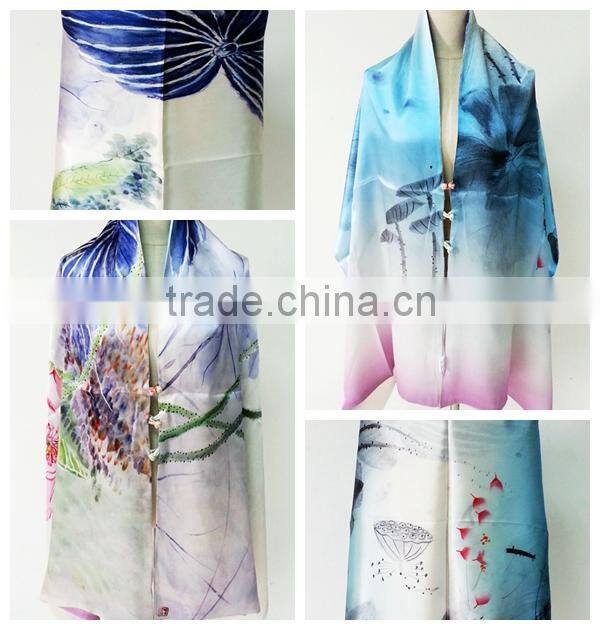 silk scarf with digital printing on double layer