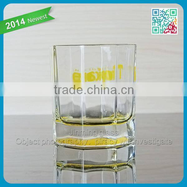 2015 Promotional Unique Design OEM Branded Hot Lead Free Liquor Glasse. Square Shot Glass square outside circle inside