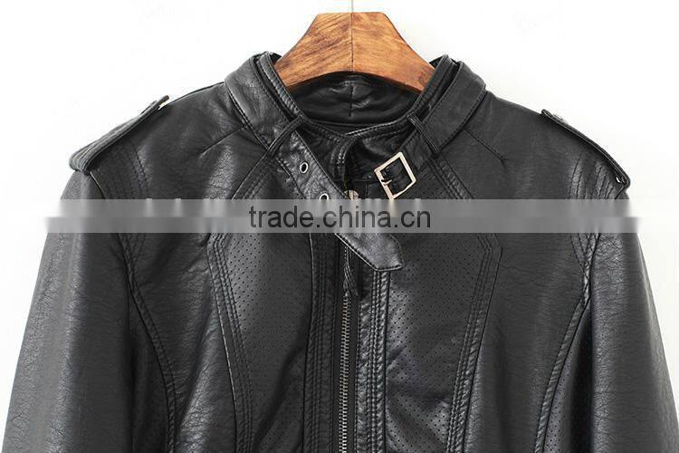 Classic fashion women's pu leather jacket design in 2014