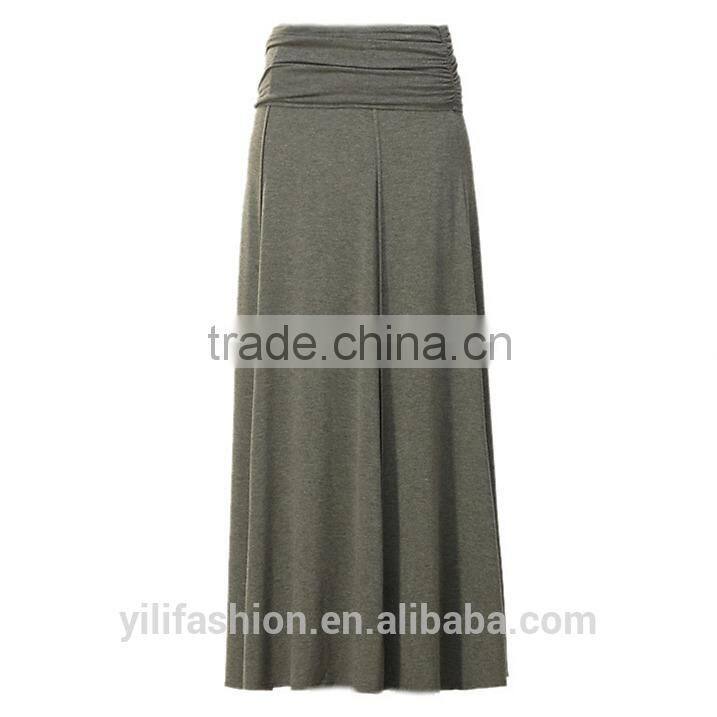 wholesale gathered waistband Heather Charcoal Jersey Maxi Skirt