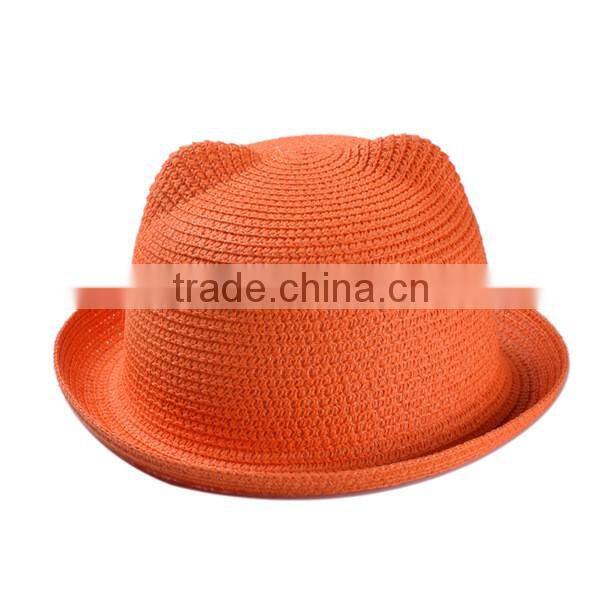 Japanese style handmade straw hat, fresh colorful cute cat hat for girl