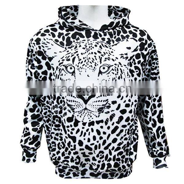 Custom fleece women leopard hoody with dye sublimation printed hoodies