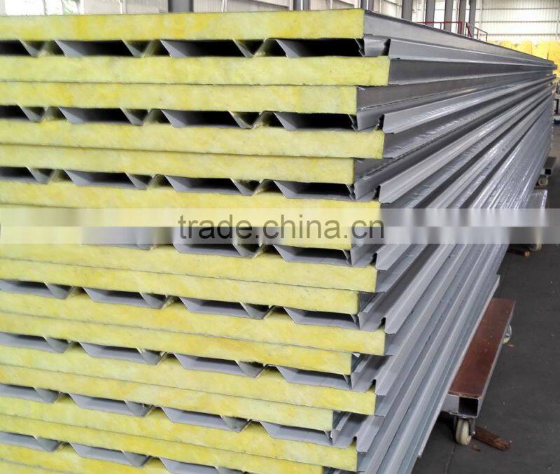 Fiber Glass Wool Sandwich Panel Insulated Metal faced for roof board