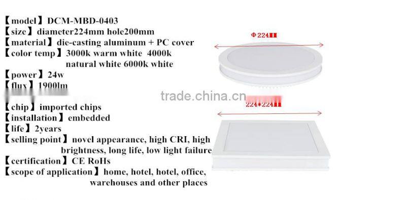 led panel light supplier,24w round/square hot- selling led panel light