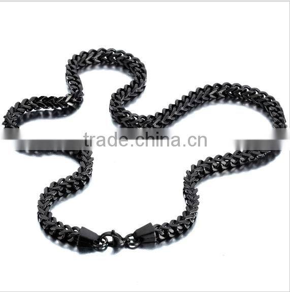 2016 wholesale 6MM high polished stainless steel fancy black plated franco chain necklace