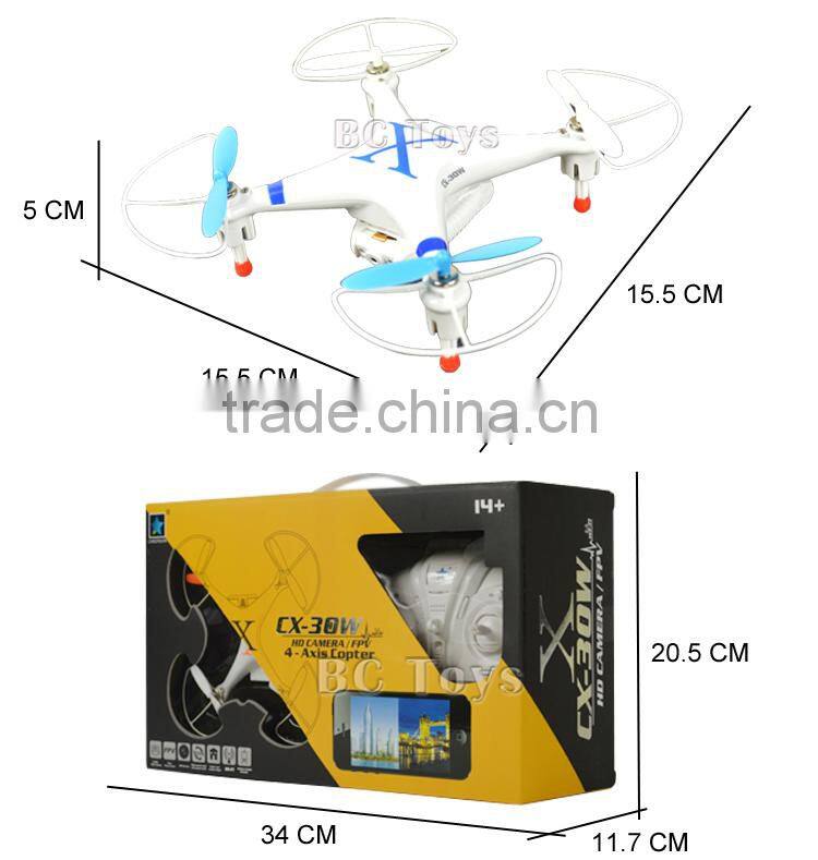 Newest remote control 2.4G CX-30 wifi drone fpv system with flying camera.