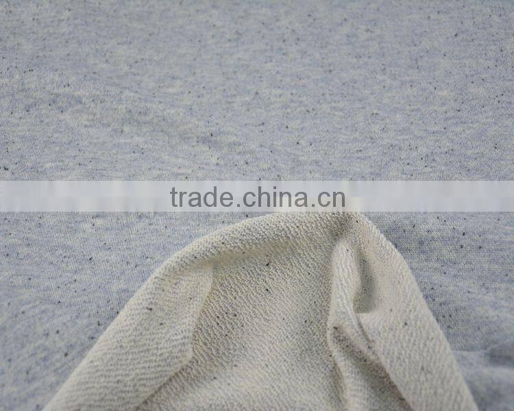 Jiufan Textile Knitted Fabric with Black Speckle French Terry Fabric Polyester Cotton Composition Fabric